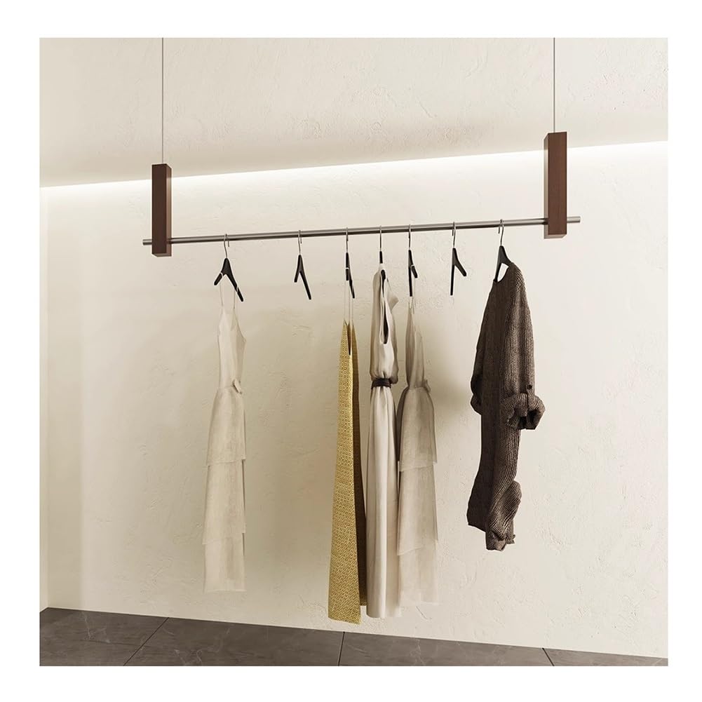 LRZPTDYU Adjustable Retail Display Rack for Clothing Store Suspended Ceiling Pipe Shelf 100cm Brown Storage Solution for Wedding Dresses & Apparel Organization