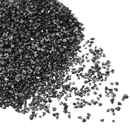 Kozelo Virutas de Vidrio Triturado - [1-3mm x 20g] Irregulares de Vidrio Metálico Negro para Decoración DIY y Uso en Arte de Uñas Superficie Electrochapada