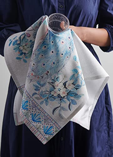 Maison D' Hermine Premium Peacock Utopia 100% Combed Cotton Set Of 3 Multi-Purpose Kitchen Towel Soft Absorbent Dish Towels Tea Towels Bar Towels (20"X27.50") #TOP7