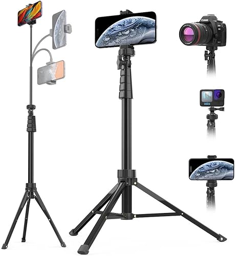 Aureday Trípode flexible para teléfono de 88 pulgadas con cuello de cisne de 14.95 pulgadas, control remoto y soporte para teléfono, soporte