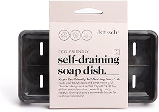 Kitsch Soap Dish for Shower - Self Draining Bar Soap Holder for Shower | Recycled Plastic Soap Saver for All Soap Sizes | Soap Dishes for Bar Soap | Soap Tray for Bathrooms | Shower Soap Holder, Black
