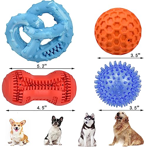 Ousiya Dog Chew Toys Aggressive Chewers - Puppy Teething Chew Toy Extra Durable Dog Toys For Small Medium Large Breeds Include Squeaky Balls Teeth Brush Rubber Chew Toys Interactive Play #TOP5