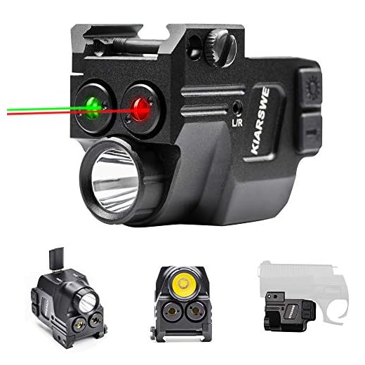 Kiarswe Shockproof Laser Light Combo, 500 Lumens Green Laser Light Combo, Compact Laser Beam for Handgun, Red Green Laser Sights for Handguns, Red Green Laser for Pistol, Pistol Laser Light Combo