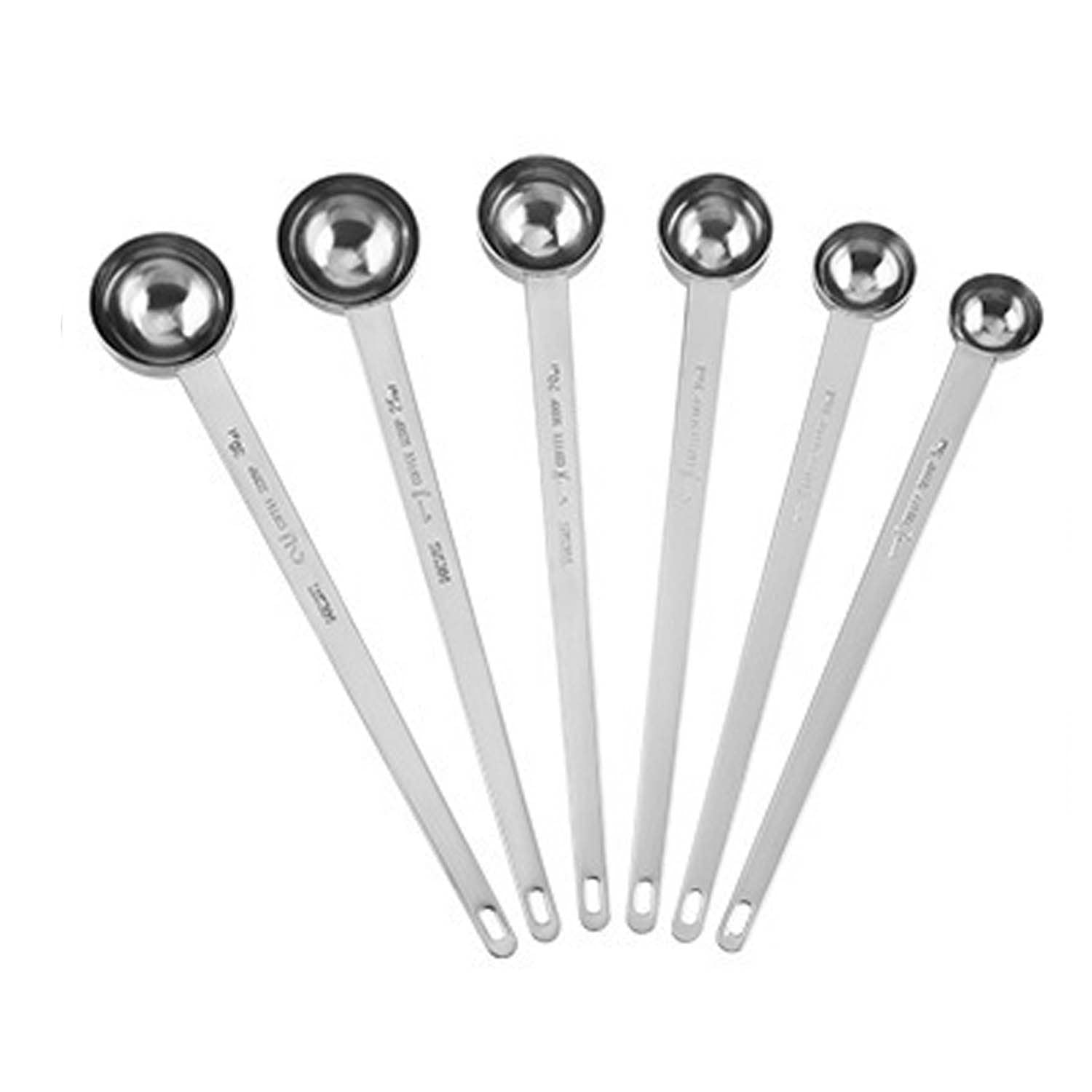 Cuillère à Café Acier Inoxydable 304 Cuillerée à Soupe Cuillère à Mesurer Longue Poignée Dessert Remuer Cuillère avec Échelle (argent-6pcs-5ml, 10ml, 15ml, 20ml, 25ml, 30ml)