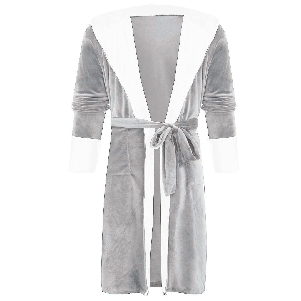 Accapatoio,Accappatoio Uomo,Accappatoio Donna Accappatoio Donna, Caldo e Spesso, Flanella/Pile con Cappuccio Tasche, Vestaglia a Maniche Lunghe