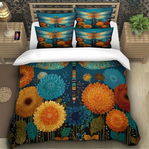 Housse de couette libellule microfibre 135x200 parure lit enfant - 5