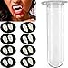 Gejoy 8 Pares de Dientes de Vampiro Colmillos Dentaduras Postizas de Halloween Cosplay con Dientes Adhesivos de Pellets para Disfraces de Halloween Favores de Fiesta (13 mm, 15 mm)