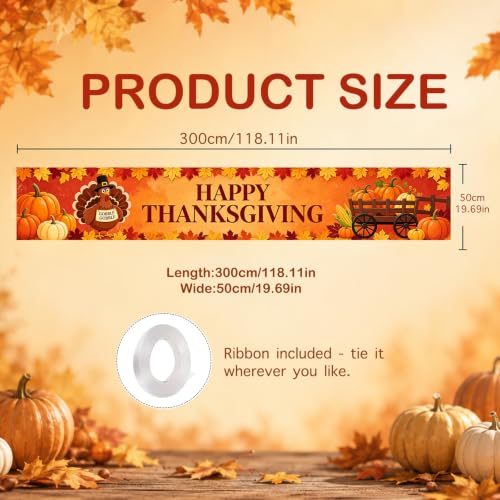 Image of Nuxovilar Happy Thanksgiving Banner,118.1 inchx19.68 inch Polyester