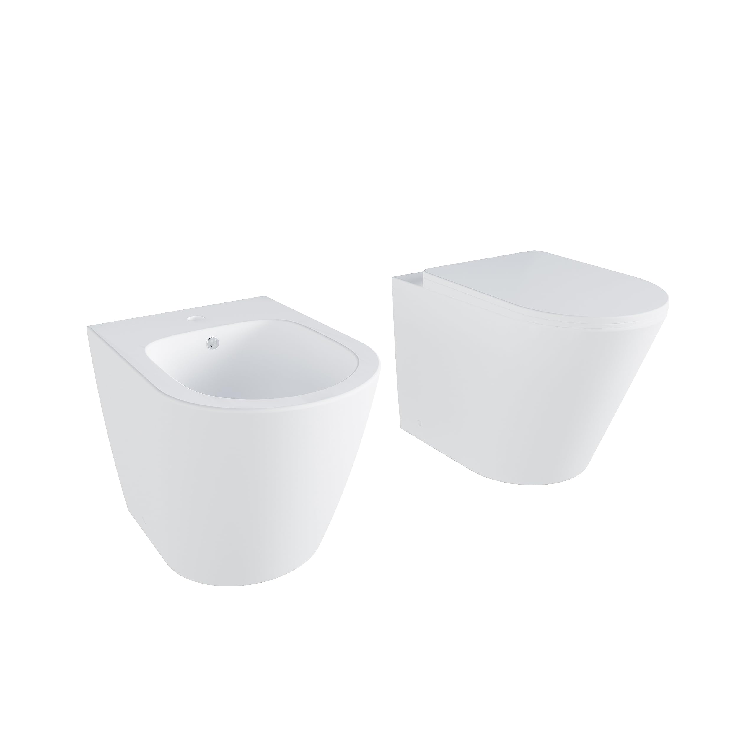 Sanitaria de cerámica filomuro blanco mate jarrón sin rimless bidé asiento suave cierre de cierre ralentizado mod. Viena