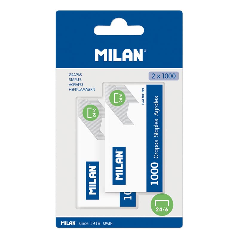 Blíster 2 cajitas con 1000 grapas 24/6 MILAN®