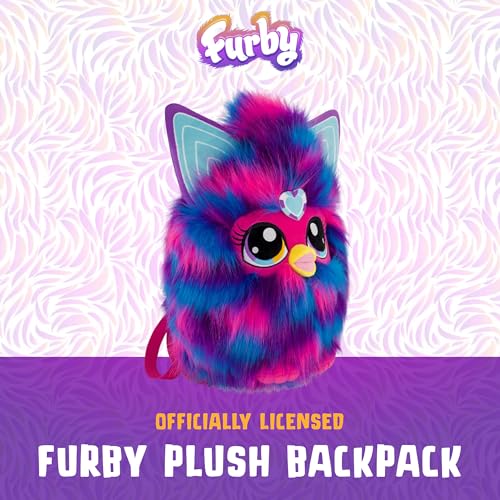 Image of Concept One Furby Plush Backpack, Purple Mini Handbag with Adjustable Shoulder Straps, Pink