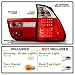 ACANII - For 2000-2006 BMW X5 E53 Red Clear LED Tail Lights Brake Lamps Pair Set Replacement Driver & Passenger Side