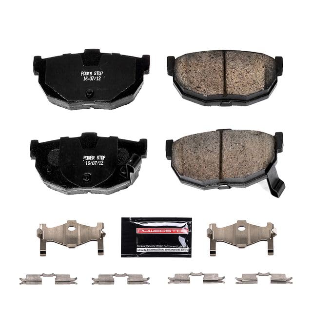 Image of PowerStop Rear Brake Pads for Hyundai Elantra 1994-06 |Tiburon 1997-01 |Tiburon 2003-08 |Kia Spectra 2005-09 - Z23 Carbon-Fiber Ceramic Brake Pads with Installation Hardware, Z23-323