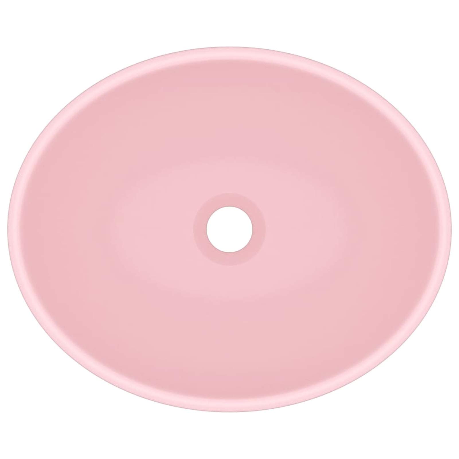 Lavabo de Lujo Ovalado cerámica Rosa Mate 40x33 cm Lavabo Suspendido