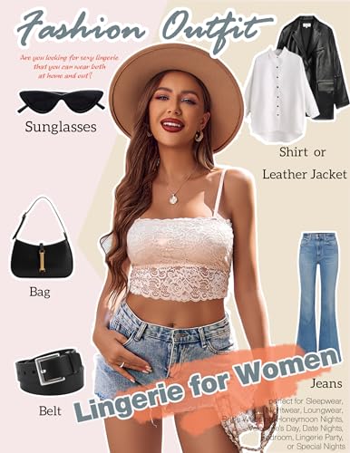 Image of Avidlove Bralettes for Women Lace Spaghetti Strap Tank Top Tube Slim Basic Camisole
