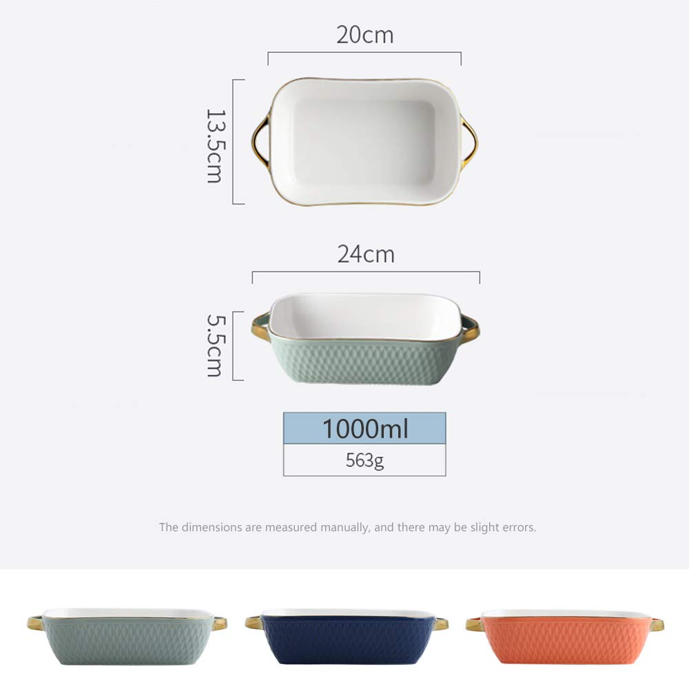 Mała ceramika Prostokątne naczynia do pieczenia z uchwytem do piekarnika Ceramiczna forma do pieczenia Lasagne Rondel do zapiekania Indywidualne naczynie do pieczenia 20 x 13,5 x 5,5 cm Zielony