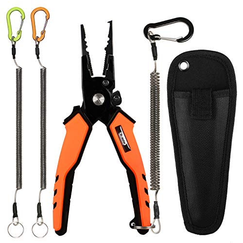 Dr.meter Aluminum Fishing Pliers, Saltwater Resistant Fishing Gear, Tungsten Carbide Cutters Split Ring