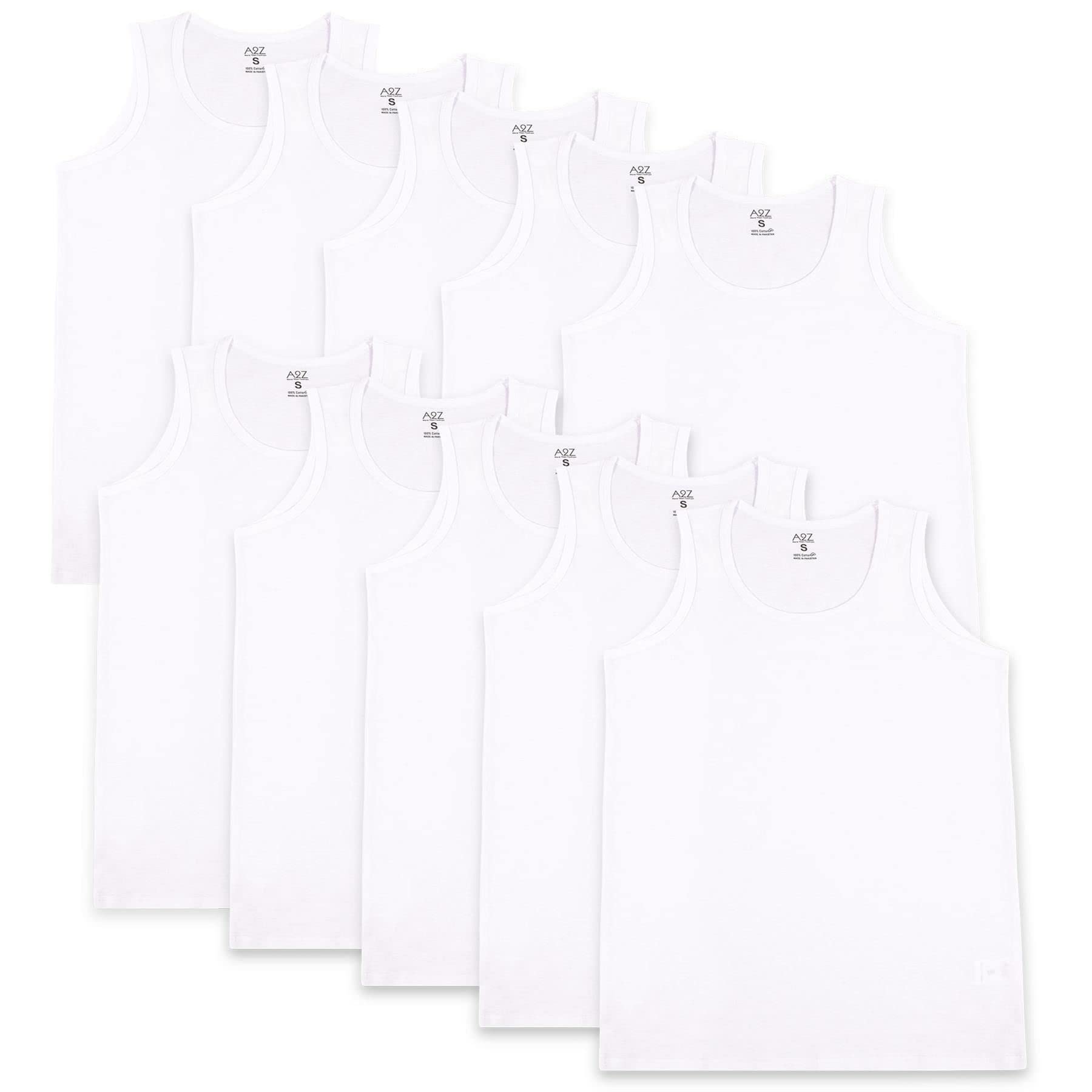 A2Z Uomo Biancheria Intima Vest Morbido 100% Pettinato Cotone Pack di 10 Bianco Senza Maniche Moda Sottomaglia Vest per Uomo