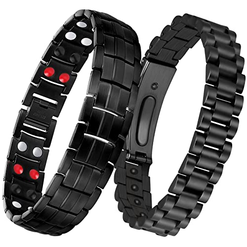 Feraco Magnetic Bracelets for Men Pain Relief Titanium Steel Strong Magnets Bracelet for Men Arthritis Pain&Carpal Tunnel Relief, Adjustable Bracelet