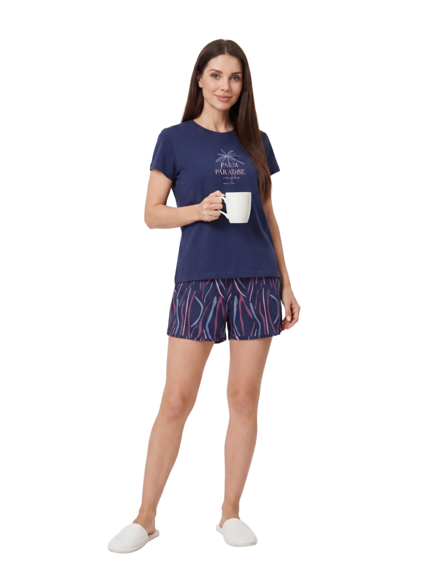 sweet dreams Women's Graphic Printed Top and All Over Printed Shorts Set| Half Sleeve Round Neck| Ladies Cotton Loungewear, Sleepwear & Nightwear Night Suit Pj Set-picture-14
