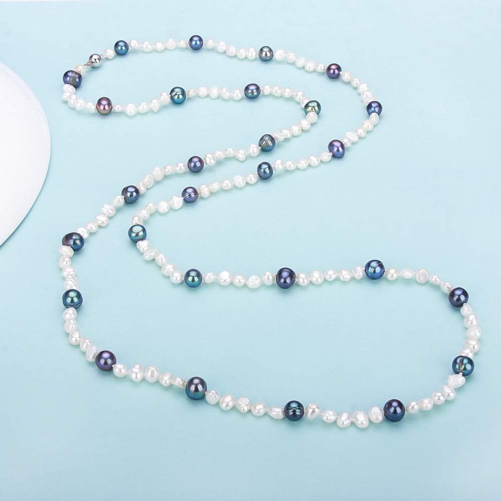 6-7mm White Black Pearl Necklace for Women Freshwater Cultured Baroque Handmade Pearls Strand Necklace for Pearl Jewelry - Image 2