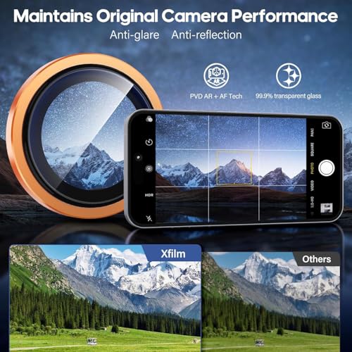 Image of for iPhone 17 Pro / 17 Pro Max Camera Lens Protector Original Individual Lens Screen Protector | 9H Hardness, Scratch-Resistant, Case Friendly (Orange)