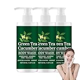 Cucumber & Green Tea Body Wash, erfrischendes feuchtigkeitsspendendes Duschgel für Frauen und Männer, feuchtigkeitsspendende Körperreinigung für empfindliche Haut, hilft, die Haut zu ber (3 STÜCKE)