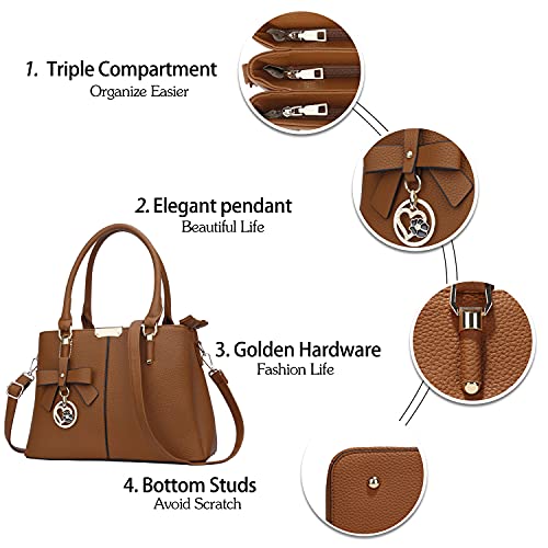 kkxiu 3 zippered compartments purses and handbags for women top handle satchel shoulder ladies bags