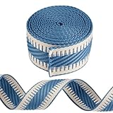 Matière:Ruban jacquard bleu en polyester de qualité aux couleurs éclatantes, une construction à tissage serré, et une durabilité exceptionnelle pour une utilisation prolongée