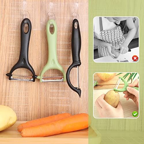 Foto von 3 Stück Sparschäler, Schäler Spargelschäler Kartoffelschäler Universalschäler mit Edelstahl Klinge Ergonomisches Design Spülmaschinenfest für Gemüse Obst (Schwarz&Grün)