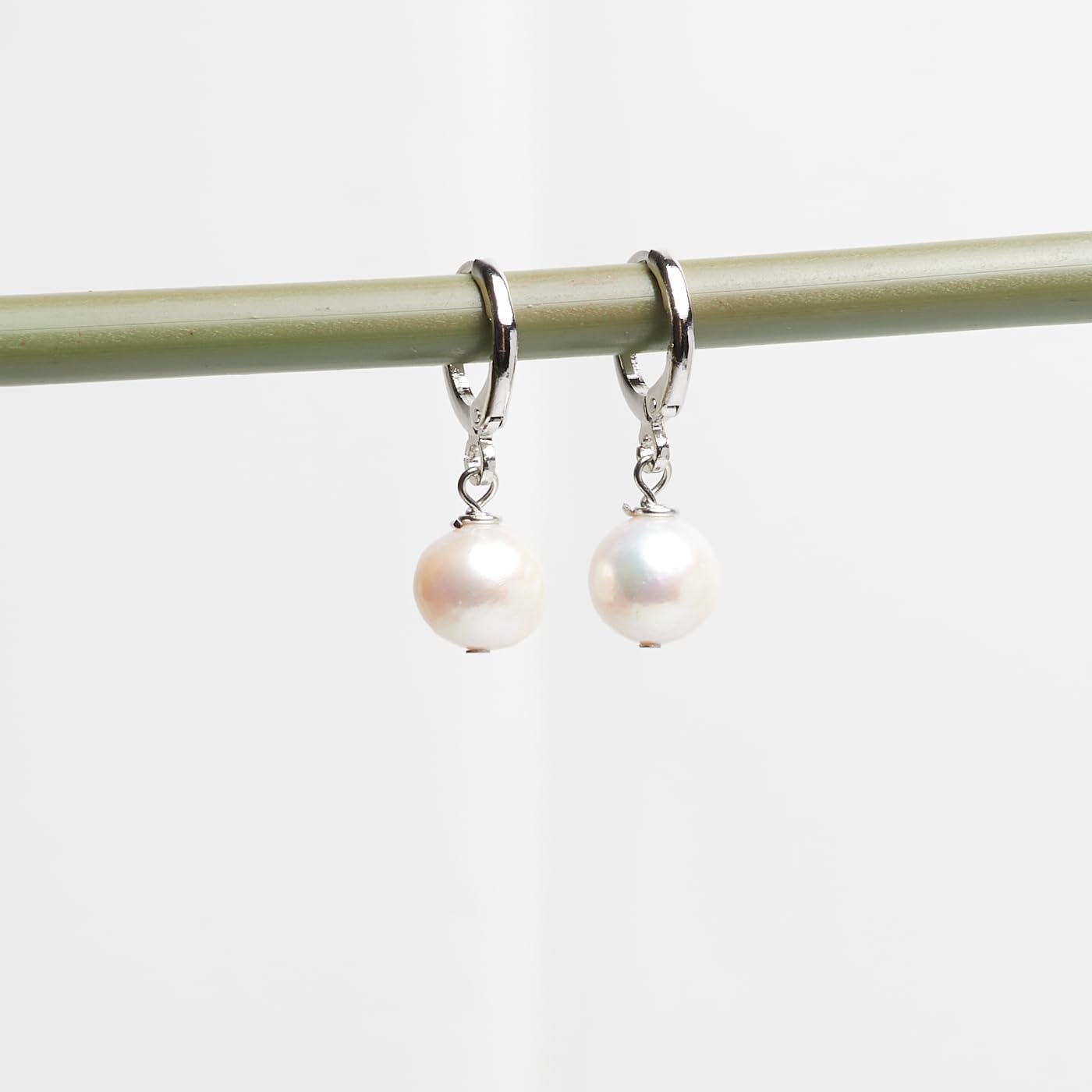 Dainty Elegance Pearl earrings for Women and Girls | Baroque Freshwater Pearl Huggie Hoop Earrings - Image 2