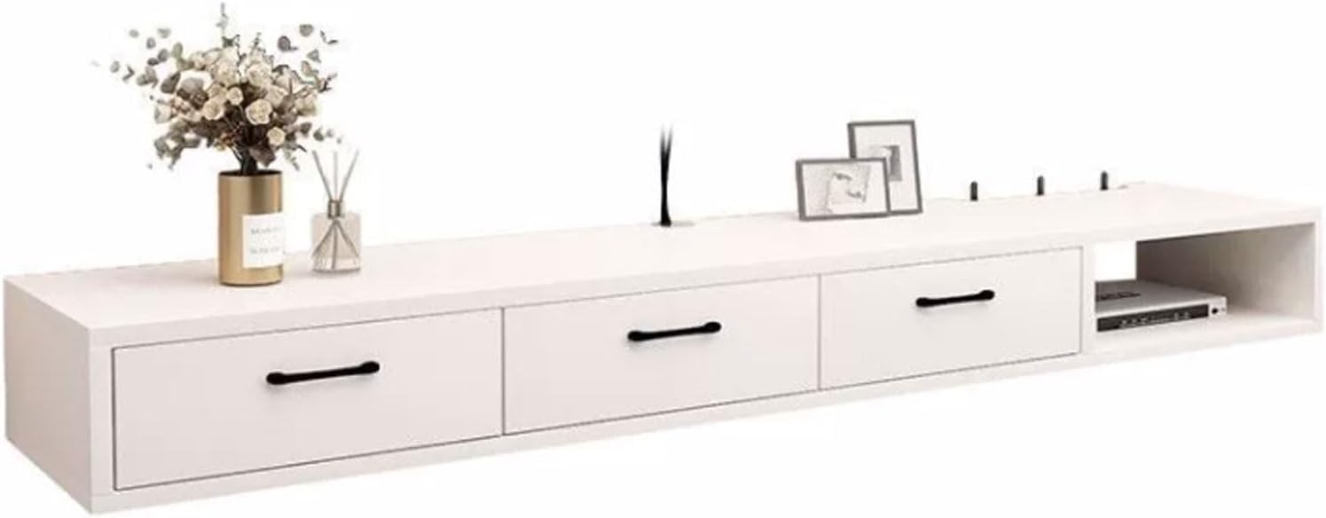 WWWASASA TV Stand MultiFunctional Wall Mounted Floating Wood TV Stand