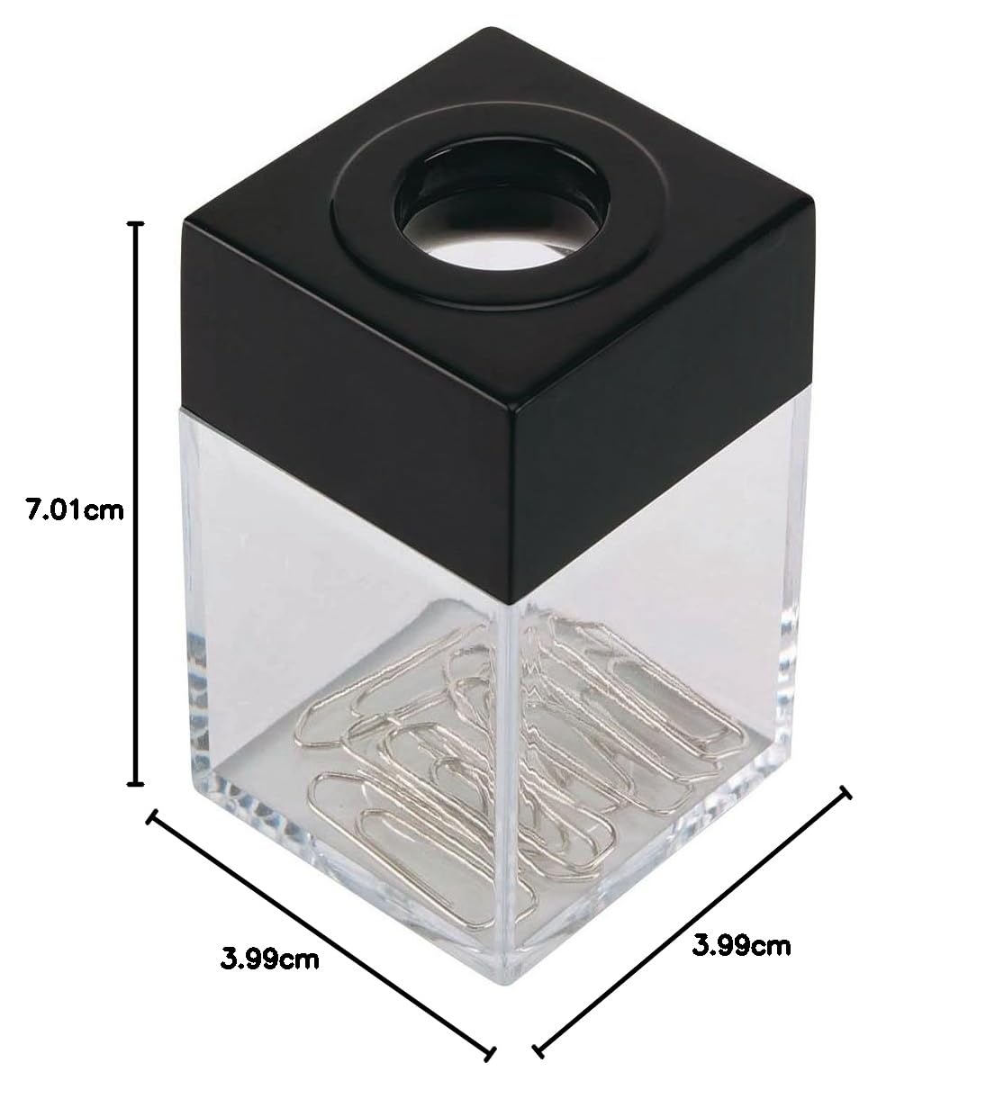 Q-CONNECT KF02132 Magnetischer Klammernspender Büroklammernspender Briefklammerspender/Rechteckig Transparent/für Büroklammern/ 4 x 4 x 7 cm/ 1 Stück