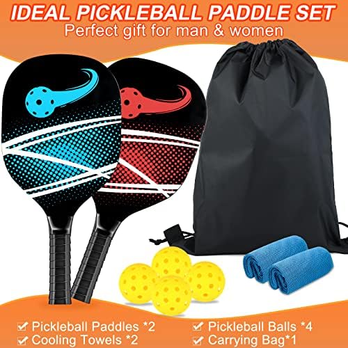 Pickleball Paddles Set With 4 Wood Pickleball Rackets & 4 Balls & 4 Grip Tapes & Portable Carry Bag For Indoor/Outdoor Sports - 18 - View #4