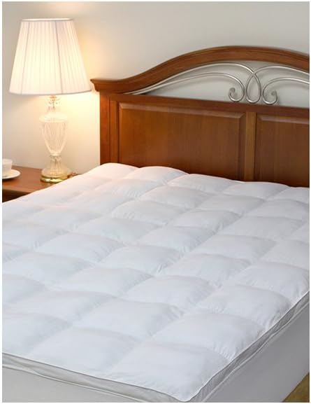Ideal Comfort Mattress Pad Fiberbed Topper with Fitted Skirt White Full 54"x75"