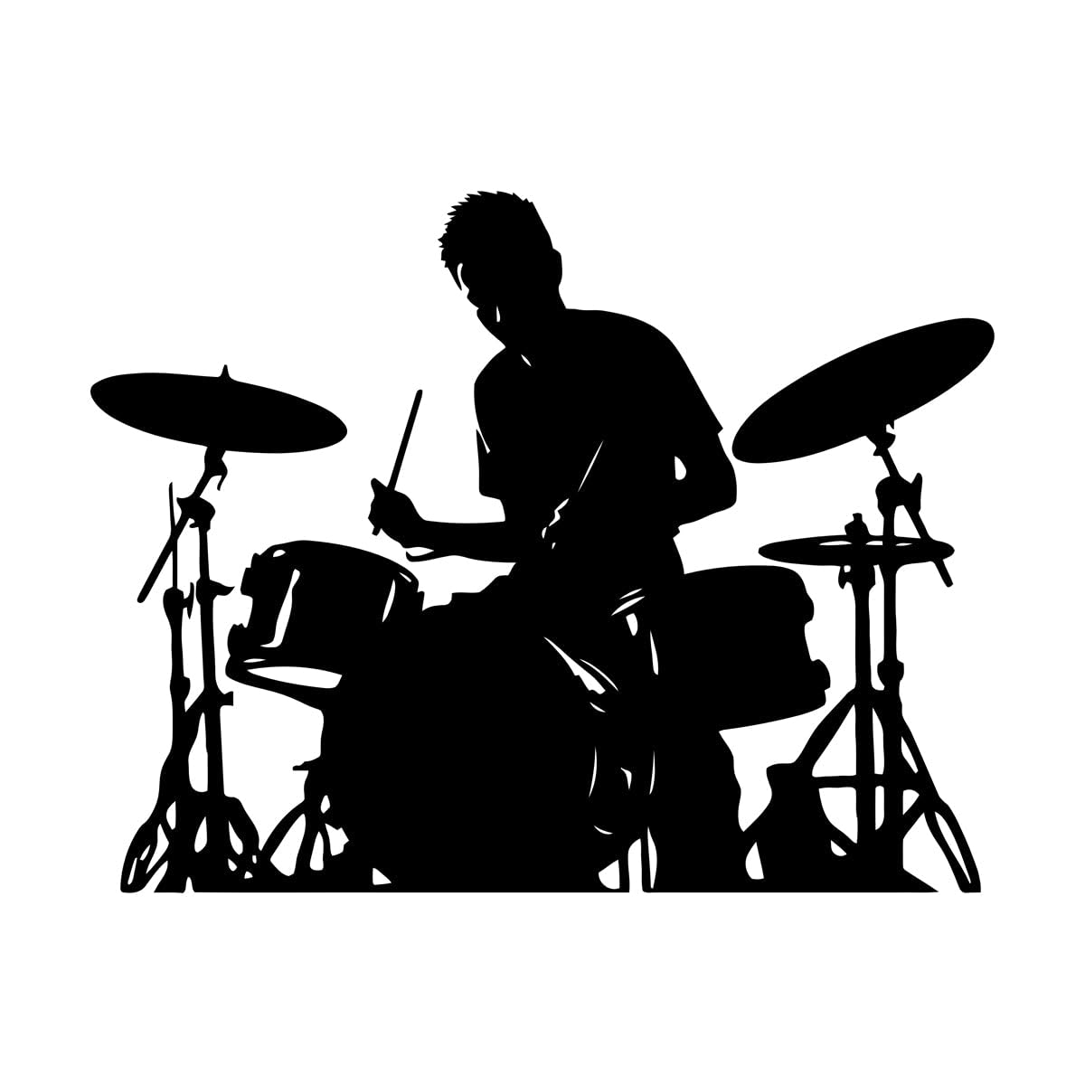 Lettering Decals Musician Drummer Drumming Drum Kit Rock Band 36x46.5cm Waterproof Small Black
