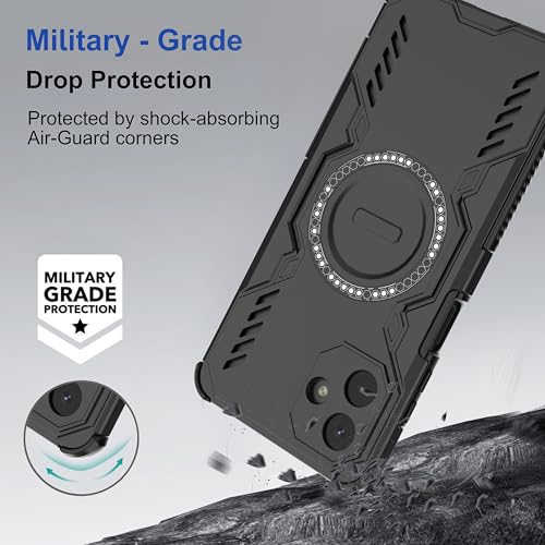 Image of Zapcase Back Case Cover for Samsung Galaxy A06 5G | MagSafe Case with Built-in Metal Ring | Supports MagSafe Charger, Wallet & Car Mount | Shockproof Hybrid PC + TPU | Black