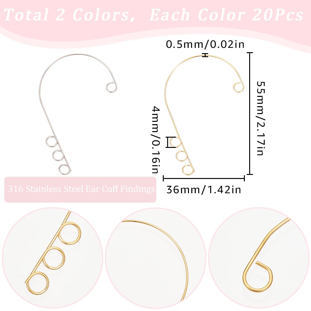80 Manchettes D’Oreille Sans Percing SUNNYCLUE – Pince Oreille Non Trouée Avec 3 Trous Pour Bijoux DIY