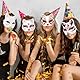 LIURFLNC 6 Stück Therian Mask, Katzenmaske, Weißes DIY Papier Therian Maske mit 6 Malpinsel, Cat Mask Handgemalte Freie Design Katzen Maske Maskenball für Karneval Cosplay Kostümpartys