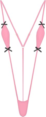 iiniim Women Sexy Extreme Micro Monokini Swimsuit Cute Bow Backless Sling Bodysuit Nightwear