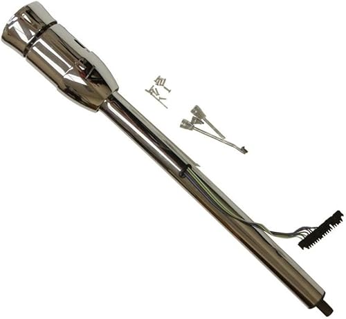 Miniatura 2 de DEMOTOR PERFORMANCE Volante Billet cromado de 14 pulgadas y columna manual de 32 pulgadas GM con adaptador sin llave y botón de bocina