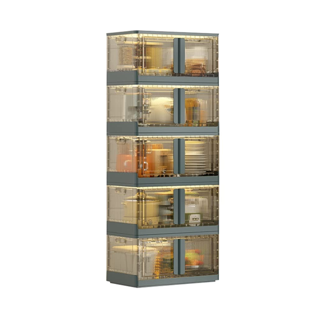 Caja de almacenamiento plegable de doble puerta, apilable, de plástico, con tapas, para armario, sala de estar, dormitorio y estudio, ¡niza tu forma eficiente!