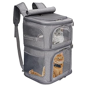 VOISTINO 2-in-1 Double Pet Carrier Backpack for Small Cats and Dogs, Portable Pet Travel Carrier, Super Ventilated Design, Ideal for Traveling/Hiking /Camping, Medium