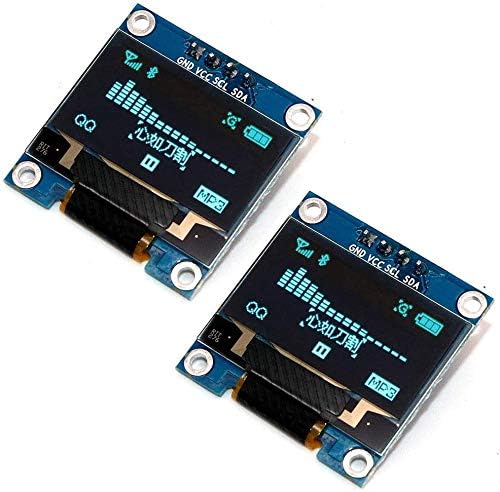2Pcs 0.96" I2C IIC SPI Serial 128x64 OLED Display SSD1306 Module Board with Pin Headers - Blue
