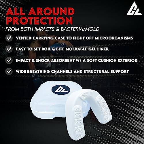 Combat Labs WBMG-01 Moldable Adult Contact Sports Mouth Guard W/Vented Case | Breathable Custom Fit Mouthpiece For Men & Women thumb #1