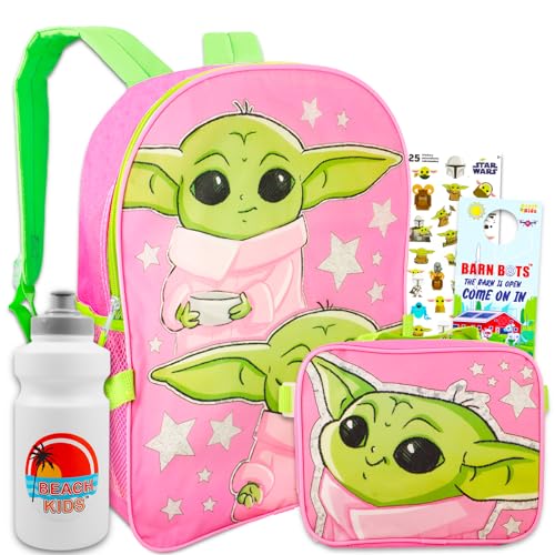 STAR WARS Mochila Baby Yoda com lancheira para meninas – Pacote com mochila Baby Yoda, lancheira, ga