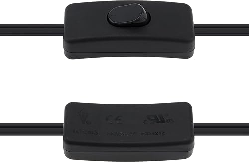 Miniatura 5 de RTNLIT Cable de lámpara de 8 pies con interruptor de botón de encendidoapagado y enchufe polarizado, extremos pelados listos para cableado, cable de