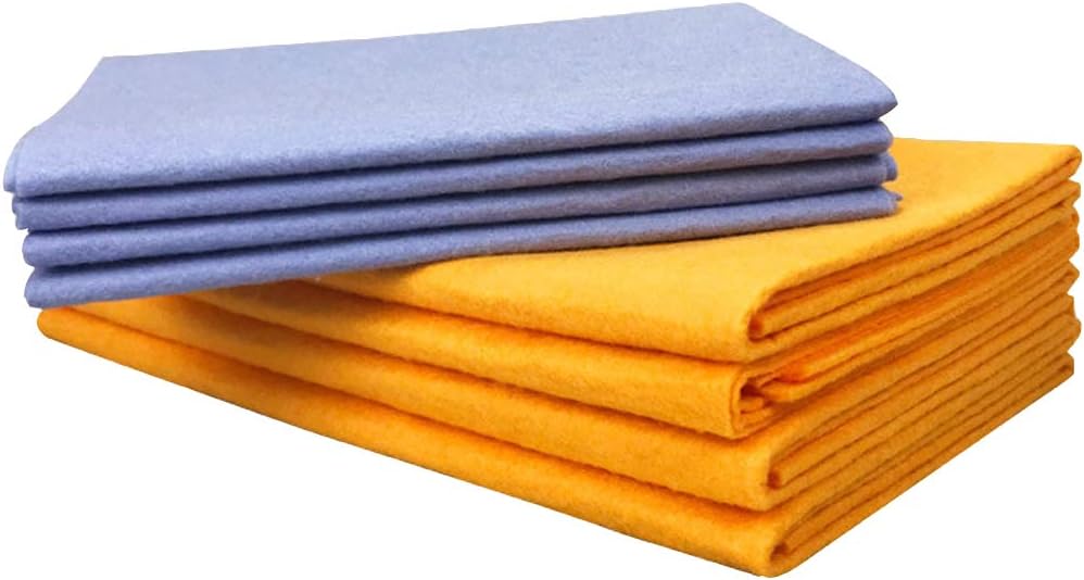 Medeer Super Absorbent Multi-Purpose Cleaning Towel Cloth Machine Washable, Will Not Scratch (8 Pack: 4 Large Orange and 4 Small Blue)
