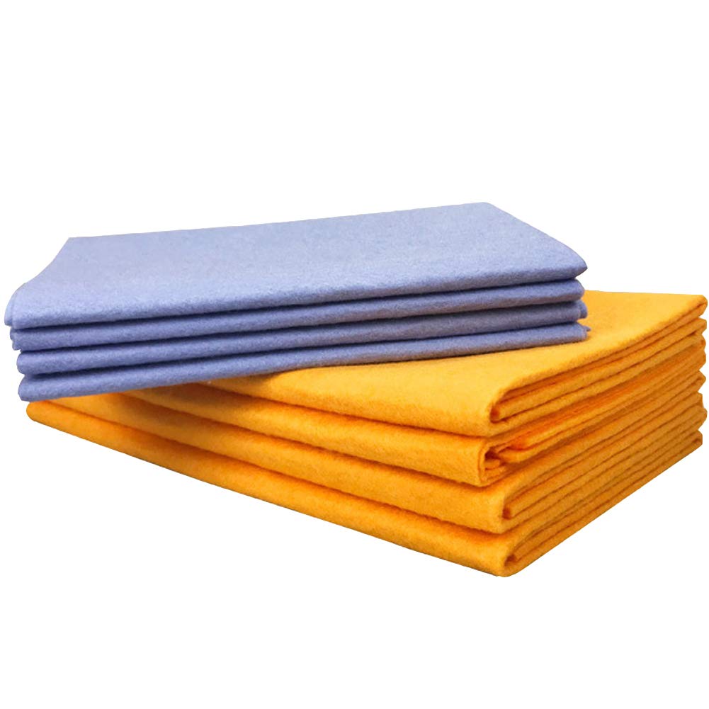 Medeer Super Absorbent Multi-Purpose Cleaning Towel Cloth Machine Washable, Will Not Scratch (8 Pack: 4 Large Orange and 4 Small Blue)