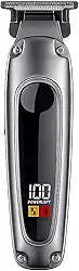 Máquina de Cortar Cabelo Profissional Premium – Barbeador Sem Fio com Lâmina de Titânio e Visor LCD Inteligente, Recarregável via USB – Corte Preciso e Design Ergonômico (Prata Metálica)